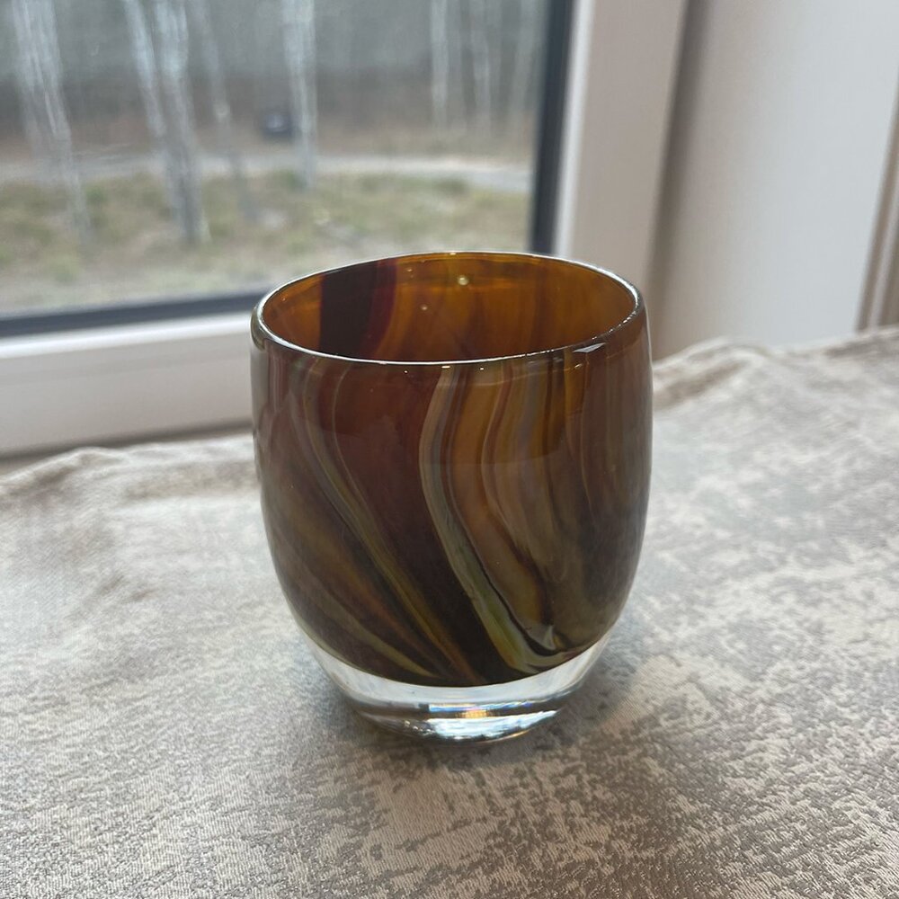 Glassy Baby "Lucky Penny" Handmade blown glass votive candleholder